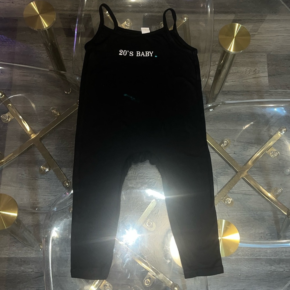 2T toddler girl spaghetti strap black one piece jumpsuit